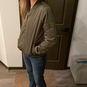 Bernardo deep olive green bomber jacket.